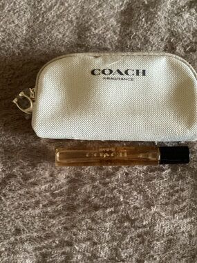 Coach Gold Logo Pouch/lipstick pouch with gold parfum spray